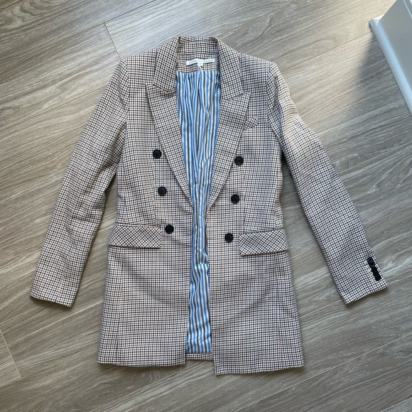 Veronica Beard Liss Dickey Houndstooth Blazer Sz 0 EUC Blue & Yellow - Picture 5 of 11